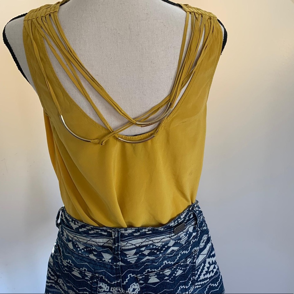BCBGMAXAZRIA Gold Accent Blouse & Denim Short - Picture 10 of 12